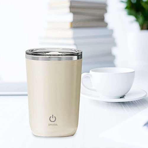  VINGVO Stirring Coffee Cup, Easy To Clean Washable Portable Wide Applicability Automatic Magnetic Stirring Cup For Honey (Beige)