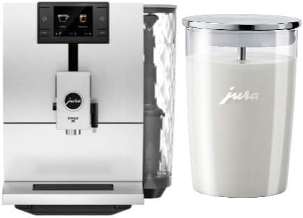Jura ENA 8 Automatic Coffee Machine (Metropolitan Black) With Glass Milk Container Bundle (2 Items)