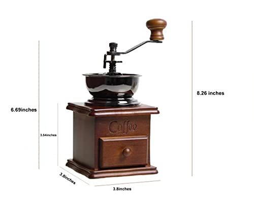  Idiwin Manual Coffee Grinder-Small Antique Wooden Hand Grinder With Drawer, Great Gift For Kids Hand Make Tool Or Home Decoration