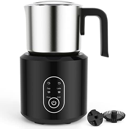  Detachable Milk Frother,12OZ /350ML Electric Milk Steamer Stainless Steel With Hot & Cold Foam Function For Latte, Cappuccino, Hot Chocolate