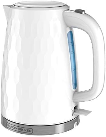 Black & Decker Honeycomb Collection Rapid Boil 1.7L Electric Cordless Kettle With Premium Textured Finish, White, KE1560W