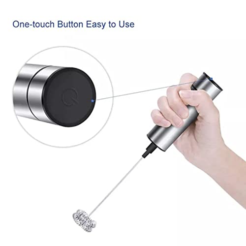 GENERIC Stainless Steel Silver Milk Frother Handheld Battery Operated,Double Spring Whisk Head Coffee Frother For Milk Foaming