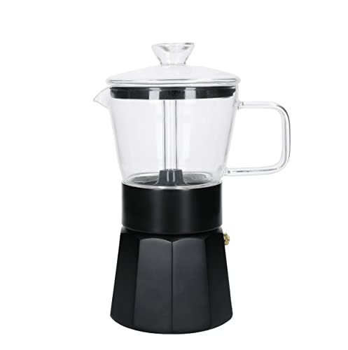  Verona Glass Espresso Maker, Black, 6 Cup, Gift Boxed