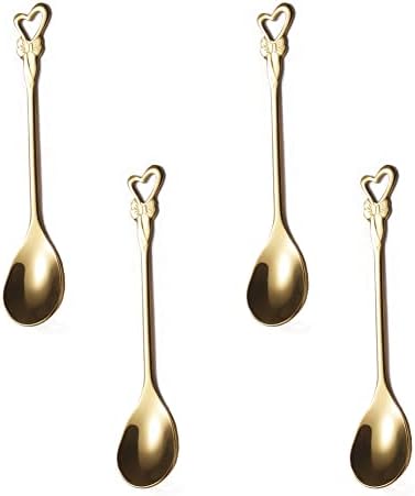  5-Piece Wing Spoon Coffee Teaspoon,SUS 304 Stainless Steel,Dessert Scoop For Stirring,Small Multiple Colors Spoon Set,4.9" Lovely Yogurt Ice Cream Demitasse Espresso Spoon (Wing)