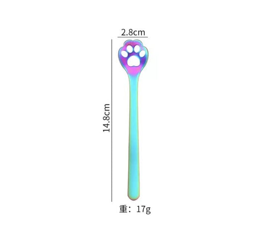 GENERIC Flamingo Haute Couture Paw Spoon, Stainless Steel, Multicolor, Rainbow Stainless Steel, Coffee, Tea, Entertaining, Collectible, Specialty Spoon
