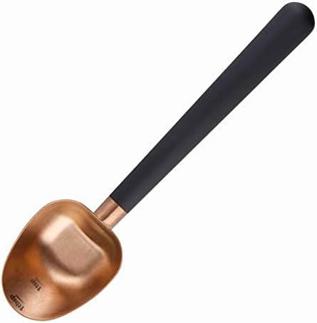  Stainless Steel Long Hollow Handle Coffee Scoop,7g Measuring Spoon For Ground Coffee And Loose Leaf Tea, Rose Gold-Black