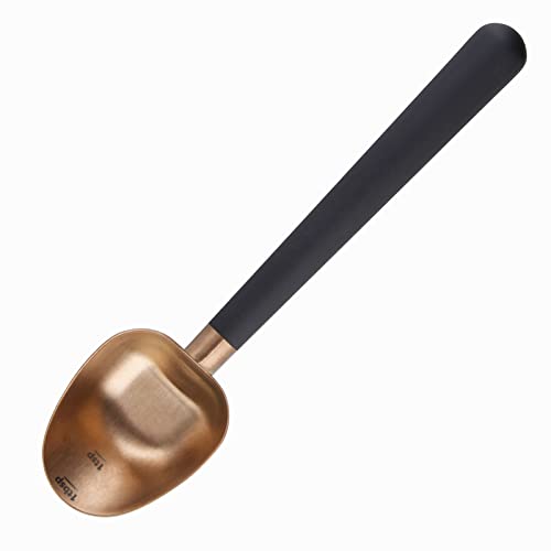  Stainless Steel Long Hollow Handle Coffee Scoop,7g Measuring Spoon For Ground Coffee And Loose Leaf Tea, Rose Gold-Black