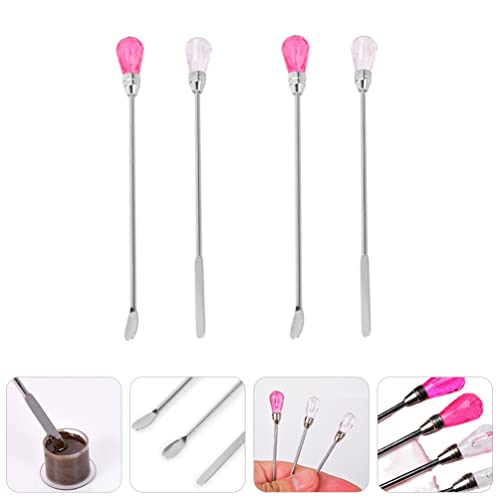 4pcs Stainless Steel Stirrer Mixing Spoons Seal Wax Stirring Sticks Spoons Creative Sealing Wax Stir Rods Random Color