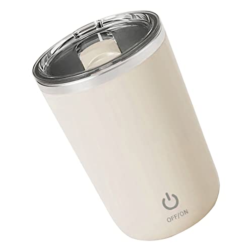  VINGVO Stirring Coffee Cup, Easy To Clean Washable Portable Wide Applicability Automatic Magnetic Stirring Cup For Honey (Beige)