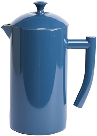  Double-Walled Stainless Steel French Press Coffee Maker, Navy, 34 Fl Oz.