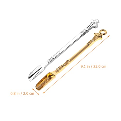  2Pcs Mini Spoons Vintage Measuring Spoon Medicine Spoon Power Scoop Scoop Charms Pendant Kitchen Gadget For Powders Salt Sand Tea Golden Silver 80MM