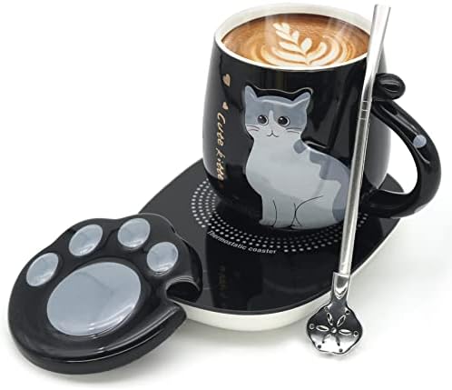  Cat Coffee Mug Warmer ,Smart Coffee Mug Warmer,Cute Cat Paw Mug Set,Novelty Coffee Mugs Mug Warmer For Desk Auto Shut Off Coffee Warmer Plate For Coffee,Tea,Water,Milk, Birthday Gift Box Pink