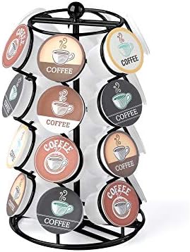  Nifty K Cup Holder – Compatible With K-Cups, Coffee Pod Carousel | 35 K Cup Holder, Spins 360-Degrees, Lazy Susan Platform, Modern Black Design, Home Or Office Kitchen Counter Organizer