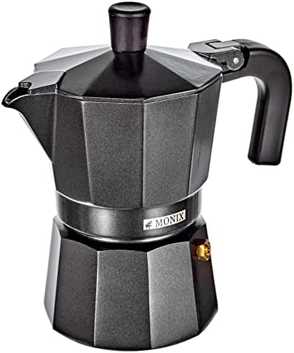  Monix Vitro Noir Aluminium Non-Stick 12 Cups Coffee Maker, 30 X 30 X 30 Cm, Black