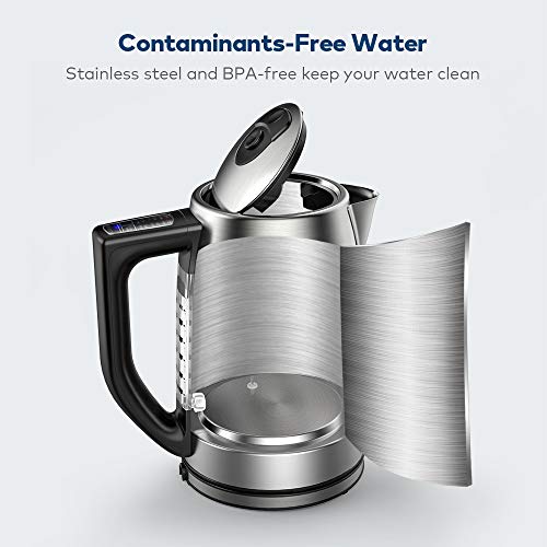  Electric Kettle Temperature Control Stainless Steel 1.7 L Tea Kettle, BPA-Free Hot Water Boiler With LED Light, Auto Shut-Off, Boil-Dry Protection, Keeping- Warm, 1500W Fast Boiling