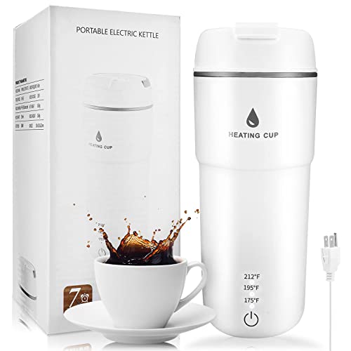  Travel Electric Kettle Anpress Portable Electric Tea Kettle 350ml One Cup Hot Water Boiler Small Electric Kettle Auto Shut Off, 3 Preset Heat Setting, Mini Personal Kettle For Travel And Coffee, White