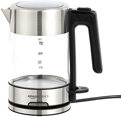 Amazon Basics Electric Glass And Steel Hot Tea Water Kettle, 1.7-Liter