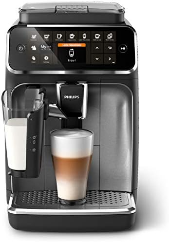  HILIPS 4300 Series Fully Automatic Espresso Machine - LatteGo Milk Frother, 8 Coffee Varieties, Intuitive Touch Display, Black, (EP4347/94)