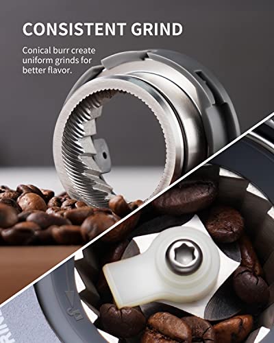  Conical Burr Coffee Grinder For Espresso With Precision Electronic Timer, Electric Adjustable Burr Mill With 51 Precise Settings, Brushed Stainless Steel