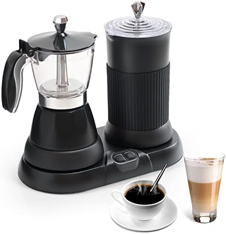  Espresso Machine,Portable Espresso Coffee Maker And Cappuccino Latte Machine With Milk Frother,Espresso Maker With Steamer,2 In 1 Moka Pot For Home,Office And Travel,2-3 Cups,Aluminum