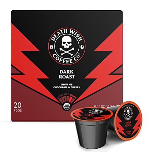 Single Serve Pods - Extra Kick Of Caffeine - Dark Roast Coffee Pods - Made With USDA Certified Organic, Fair Trade, Arabica And Robusta Beans (50 Count) - Packaging May Vary