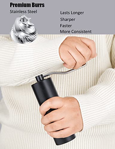  Manual Coffee Bean Grinder, Hand Coffee Mill With Slow Drip Metal Coffee Filter Portable Coffee Grinder With CNC Stainless Steel Conical Burr And Numerical Internal Adjustable Setting
