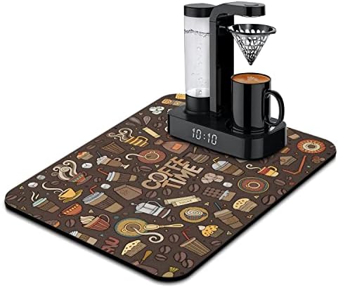  Coffee Bar Mat Accessories For Countertop Super Absorbent Anti-Slip Silicone Dish Drying Mats For Kitchen Counter Draining Pad Decor Gift Fit Coffee Maker Coffee Pot Espresso Machine 23inx15in