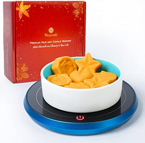  4-in-1 Wax Melt Warmer/Candle Warmer/Mug Warmer-Coffee Warmer For Desk Auto Shut-Off: Excellent Heating, Advanced Sensor, Safety Features, Stylish And Compact (Wood Grain)