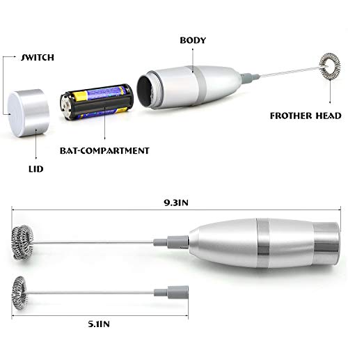  Milk Frother Handheld, Protein Powder Mixer, Automatic Double Whisk For Coffee, Battery Operated Electric Foamer Maker For Cappuccino, Lattes, Macchiato, Hot Chocolate, Matcha, Egg