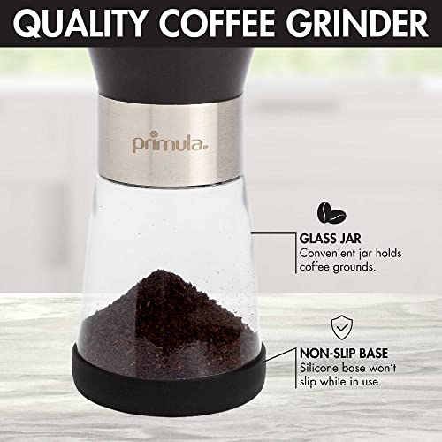  Manual Adjustable Burr Coffee Grinder-Ceramic Mill & Brushed Stainless Steel Body-Whole Bean For French Press, Cold Brew, Espresso, Camping
