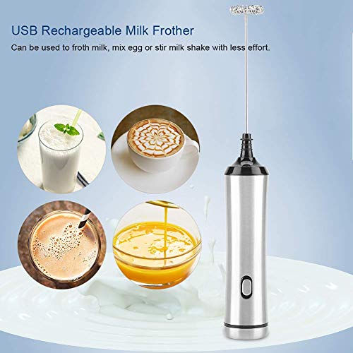  USB Rechargeable Stainless Steel Handheld Electric Milk Frother Foam Maker Coffee Decor Tool