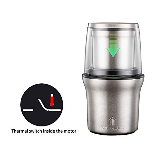  -7412M Electric Spice Grinder And Coffee Grinder, Grinder And Chopper,detachable Cup, Diswash Free, Blade & Cup Made With SUS304 Stianlees Steel