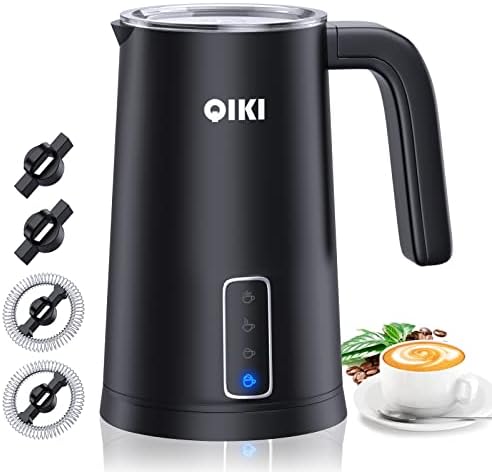  Milk Frother, 4 IN 1 Electric Milk Steamer, Frother For Coffee, Automatic Silent Hot & Cold Foam Maker With 4 Whisks For Latte, Cappuccinos, Milk Warmer Heater, Non-Stick Interior, Black