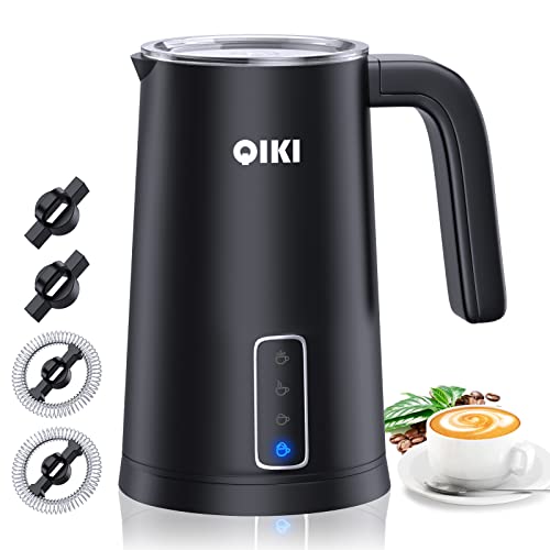  Milk Frother, 4 IN 1 Electric Milk Steamer, Frother For Coffee, Automatic Silent Hot & Cold Foam Maker With 4 Whisks For Latte, Cappuccinos, Milk Warmer Heater, Non-Stick Interior, Black
