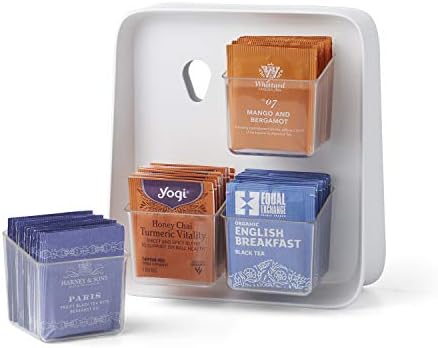  TeaStand Tea Bag Organizer With Clear Removable Bins, Cabinet Or Pantry Storage Caddy, 120-Bag