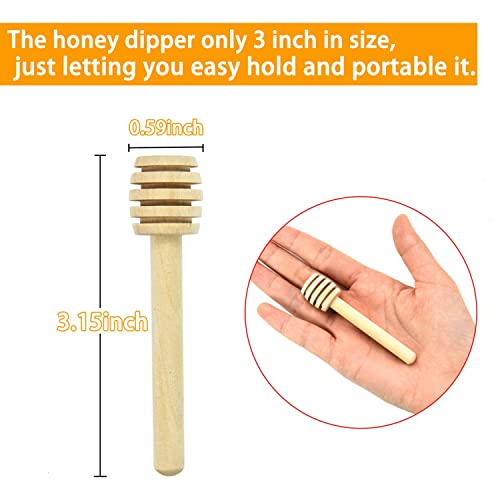  100 Pack Mini 3 Inch Portable Wooden Honey Dipper Sticks For Honey Jar Dispense Drizzle Honey, Wedding Party Favors