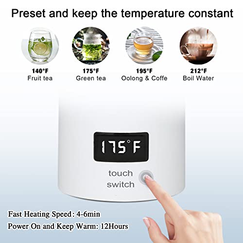  Travel Electric Kettle Small Stainless Steel, Portable Electric Kettle Temperature Control, Travel Tea Kettle Automatic Shut Off, Portable Water Boiler, One Cup Hot Water Maker (380ml)