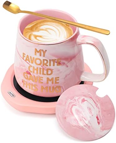  Coffee Mug Warmer & Best MOM Ever Mug Set, Electric Cup Warmer For Desk Office Home, Beverage Warmer With 2 Temperature Setting, 8-Hours Auto Shut Off, Best Mothers Day Mom Gifts From Daughter Son