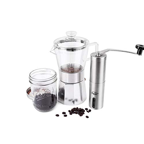  Moka Pot Premium Crystal Glass-Top Stovetop Espresso Moka Pot - 6 Cup - Coffee Maker, 240ml/8.5oz/6 Cup (espresso Cup=40ml) Coffee Lover Gifts Ideas