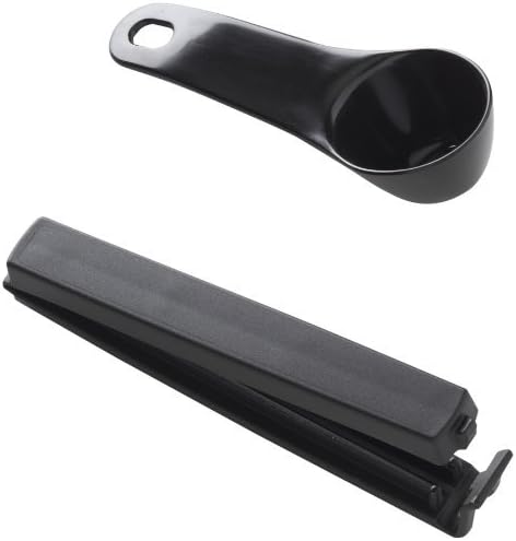  Inden Sweden Coffee Spoon And Super Twixit Clip - Bag Clips For Food Storage To Create Tight Seal - Coffee Scooper Included For Perfect Brewing - Made In SE - 4½” Long Spoon And 5½” Long Clip - Black