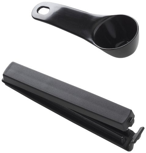  Inden Sweden Coffee Spoon And Super Twixit Clip - Bag Clips For Food Storage To Create Tight Seal - Coffee Scooper Included For Perfect Brewing - Made In SE - 4½” Long Spoon And 5½” Long Clip - Black