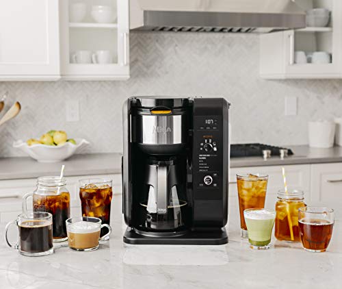 Ninja Hot And Cold Brewed System, Auto-iQ Tea And Coffee Maker With 6 Brew Sizes, 50 Fluid Ounces, 5 Brew Styles, Frother, Coffee & Tea Baskets With Glass Carafe (CP301)