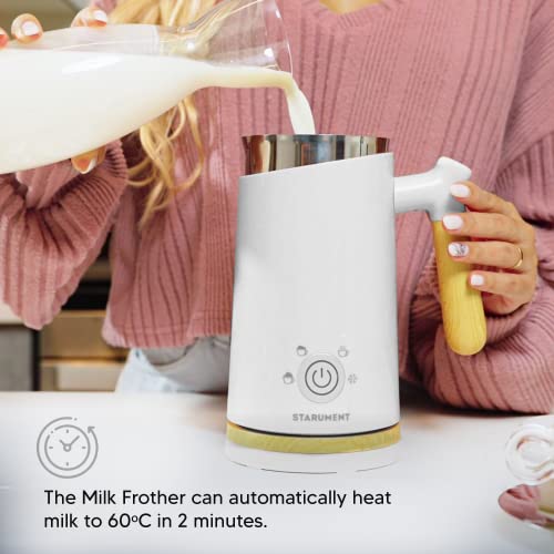  Tarument Electric Milk Frother - Automatic Milk Foamer & Heater For Coffee, Latte, Cappuccino, Other Creamy Drinks - 4 Settings For Cold Foam, Airy Milk Foam, Dense Foam & Warm Milk - Easy To Use