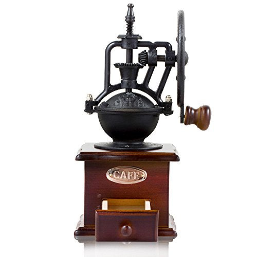  Vintage Style Manual Hand Coffee Bean Grinder Mill, Cast Iron Hand Crank, Ceramic Core, Adjustable Grinder, Make Fresh Coffee For Coffee Enthusiasts By UnderReef (Dark Brow)