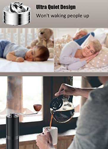  Manual Coffee Bean Grinder, Hand Coffee Mill With Slow Drip Metal Coffee Filter Portable Coffee Grinder With CNC Stainless Steel Conical Burr And Numerical Internal Adjustable Setting