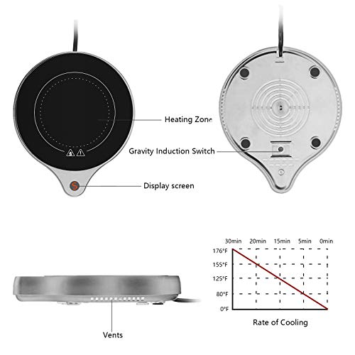  Coffee Mug Warmer And Office Warmer, Electric Beverage Warmer With 5 Temperature Settings, Coffee Warmer For Cocoa Milk Milk, Auto On/Off Gravity-Induction Mug Warmer For Office Desk Use