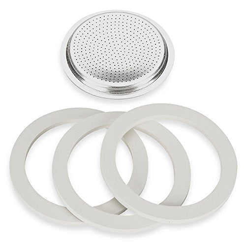  Original Bialetti 1-Espresso Cup Moka Express | Espresso Maker Machine With Extra Genuine Bialetti Replacement Filter And Three Gaskets Bundle (1-cup, 2.0 Fl Oz, 60 Ml)