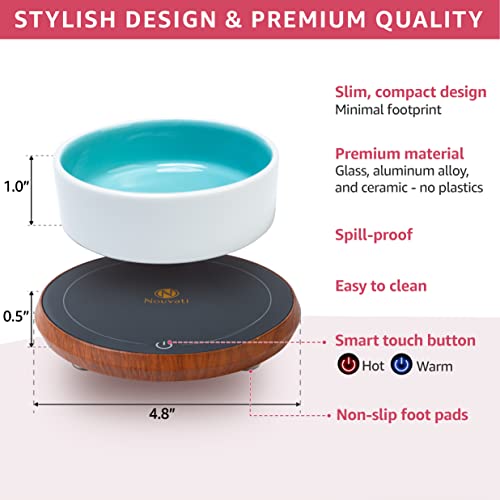  4-in-1 Wax Melt Warmer/Candle Warmer/Mug Warmer-Coffee Warmer For Desk Auto Shut-Off: Excellent Heating, Advanced Sensor, Safety Features, Stylish And Compact (Wood Grain)