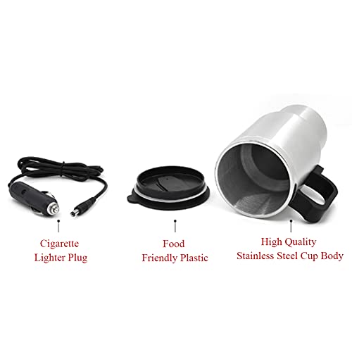  Hot Water Kettle Electric, 12V 450ml Electric Car Kettles Stainless Steel Travel Heating Cup Coffee Tea Car Cup Mug With Cigarette Lighter Plug