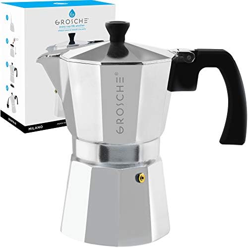  Milano Stovetop Espresso Maker Moka Pot 6 Espresso Cup - 9.3 Oz, White - Cuban Coffee Maker Stove Top Coffee Maker Moka Italian Espresso Greca Coffee Maker Brewer Percolator
